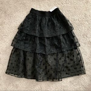 NWT Crosby by Mollie Burch Black Tiered Midi Skirt